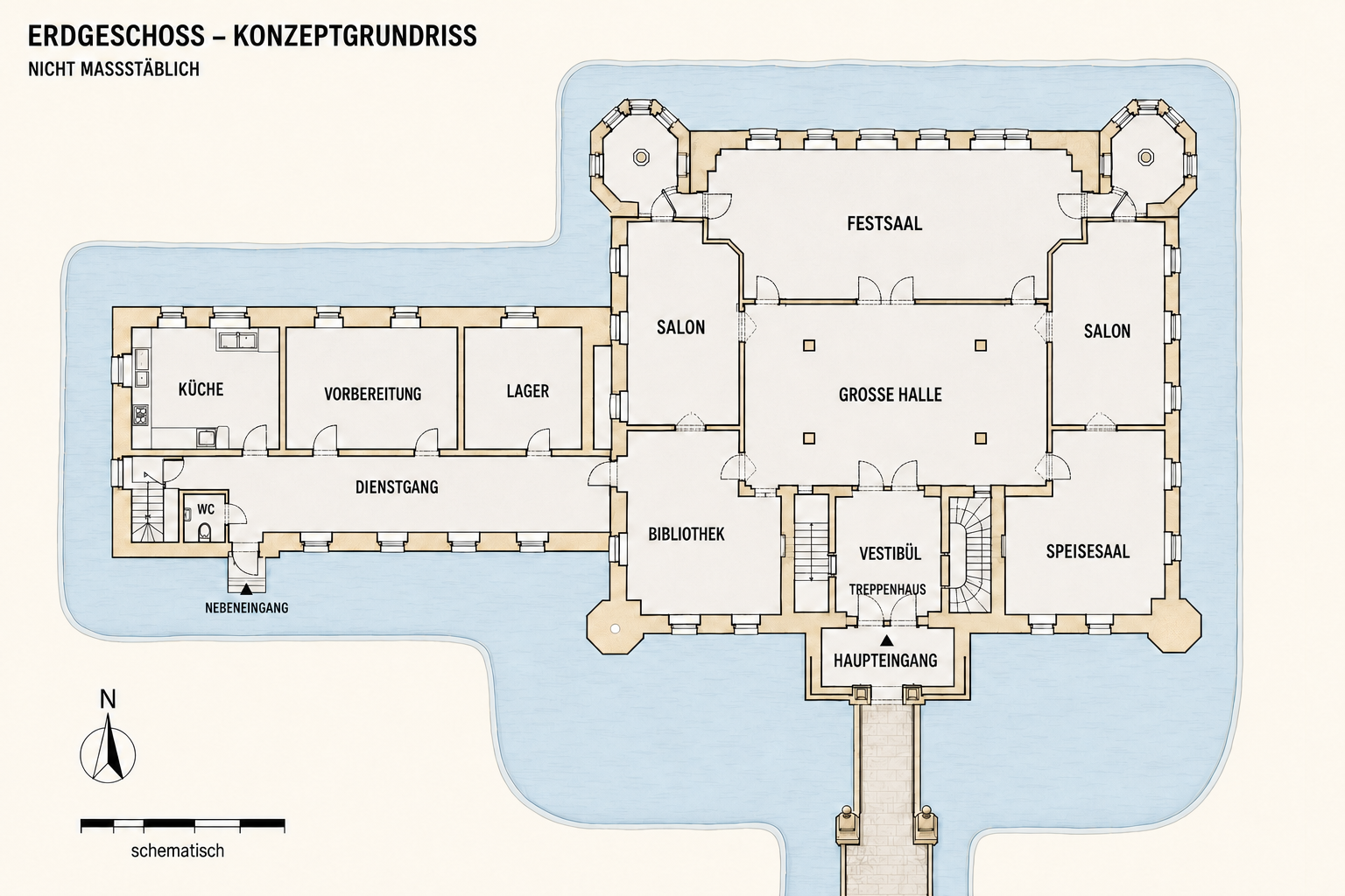 Schematischer Schlossgrundriss